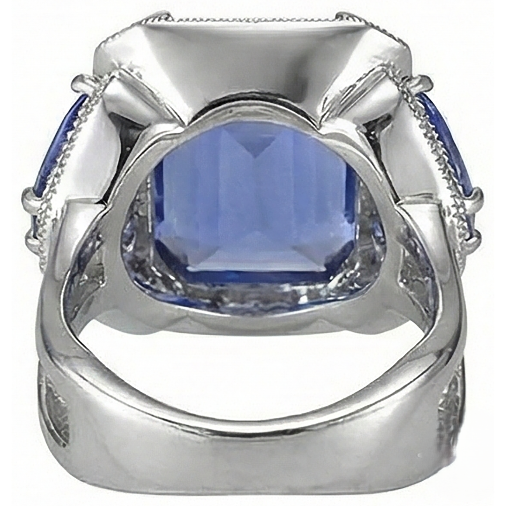 vero round tanzanite 6.01carati anello su bianco