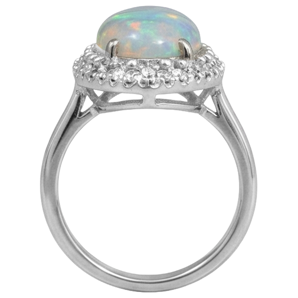 Anello di fidanzamento in oro bianco 14K con opale e diamanti 11.25 carati Novità