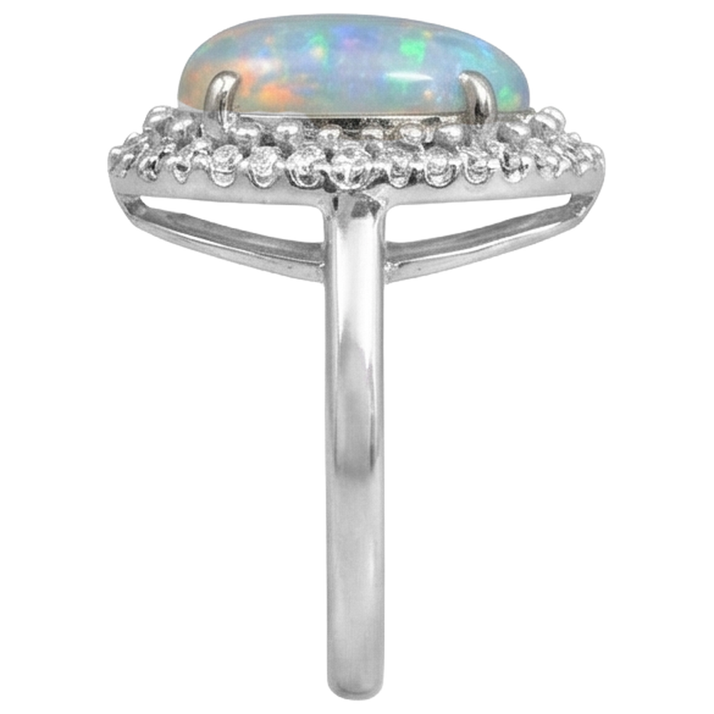 Anello di fidanzamento in oro bianco 14K con opale e diamanti 11.25 carati Novità