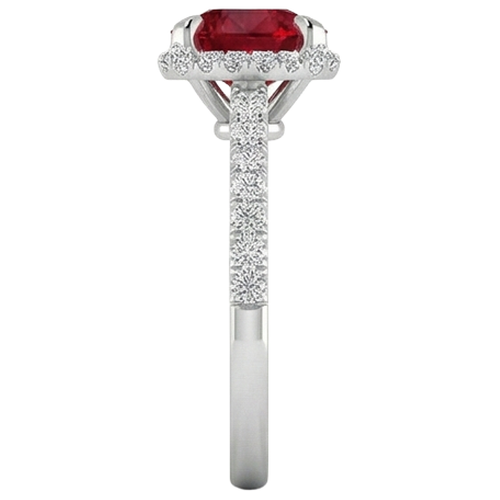 Anello di fidanzamento in oro bianco 14K con rubini e diamanti 3.80 carati