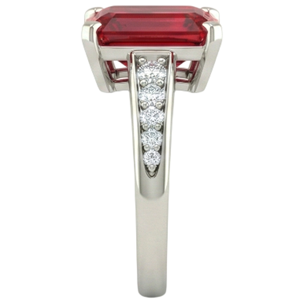 Anello di fidanzamento in oro bianco 14K con rubini rossi e diamanti da 4,35 carati