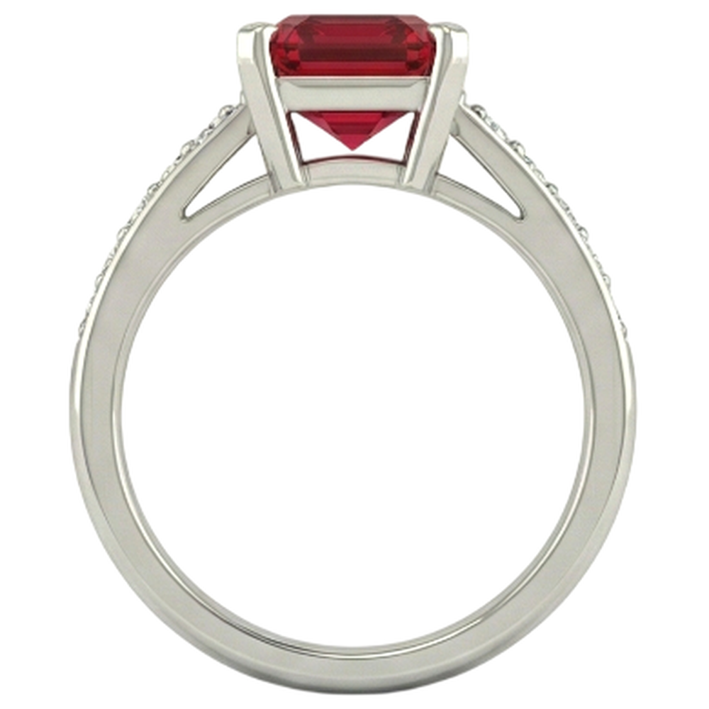 Anello di fidanzamento in oro bianco 14K con rubini rossi e diamanti da 4,35 carati