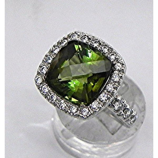 Anello di fidanzamento in oro bianco 14 carati con tormalina e diamanti da 10.75 ct - harrychadent.it