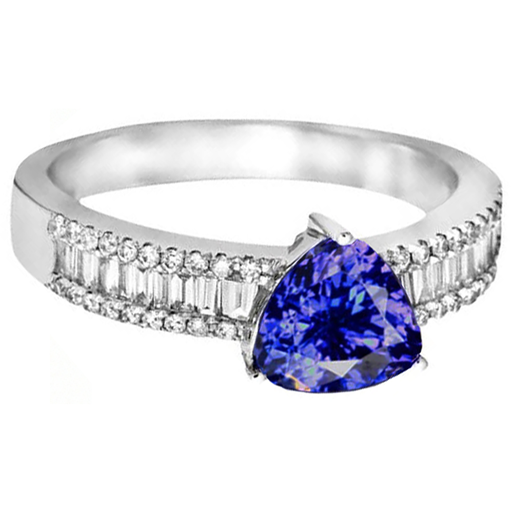 Anello di fidanzamento in oro bianco 14k con diamanti tanzanite da 4,01 ct
