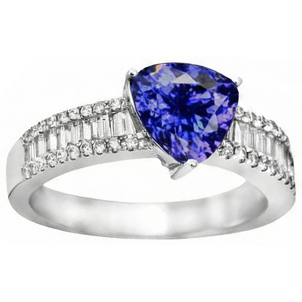 Anello di fidanzamento in oro bianco 14k con diamanti tanzanite da 4,01 ct