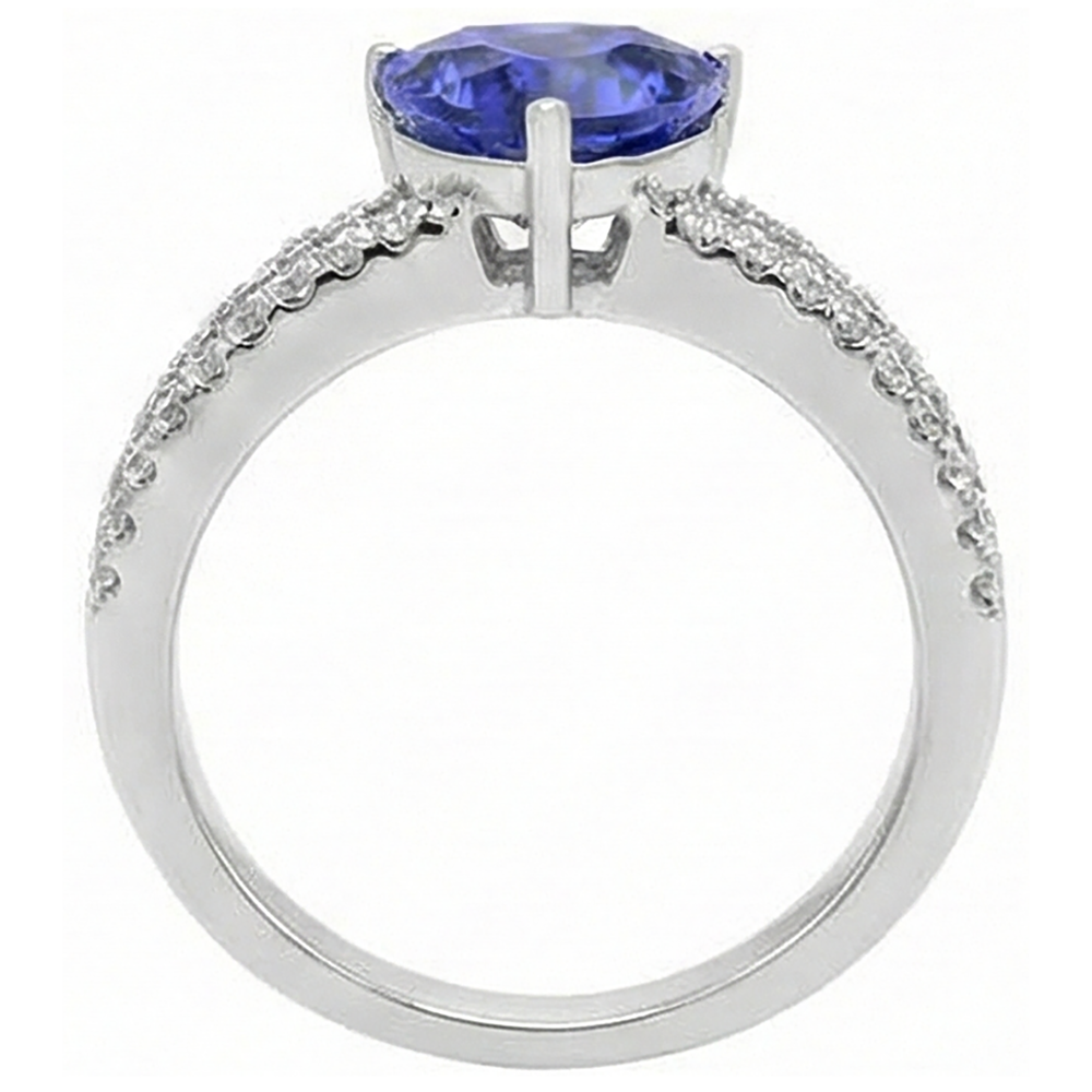 Anello di fidanzamento in oro bianco 14k con diamanti tanzanite da 4,01 ct