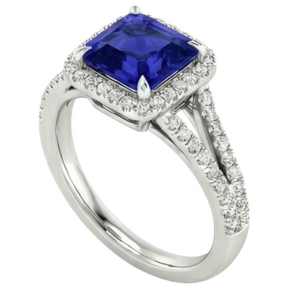 vero asscher diamante 3.25carati anello angolo laterale