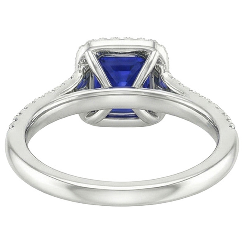vero asscher diamante 3.25carati anello su bianco