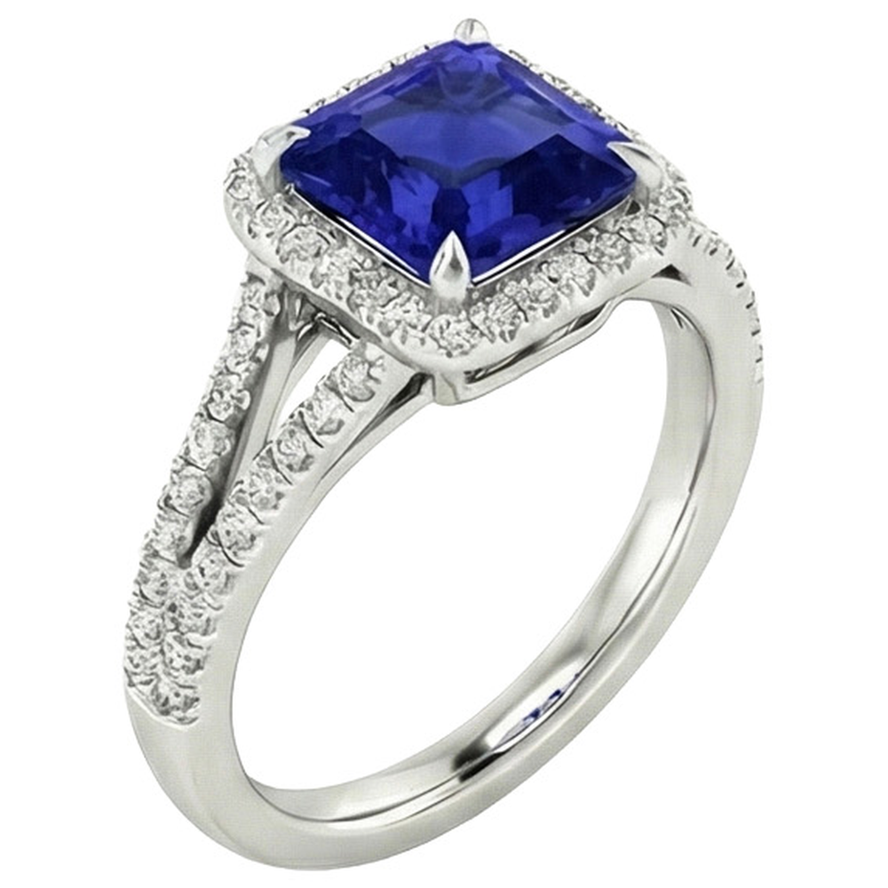 vero asscher diamante 3.25carati anello vista dall'alto