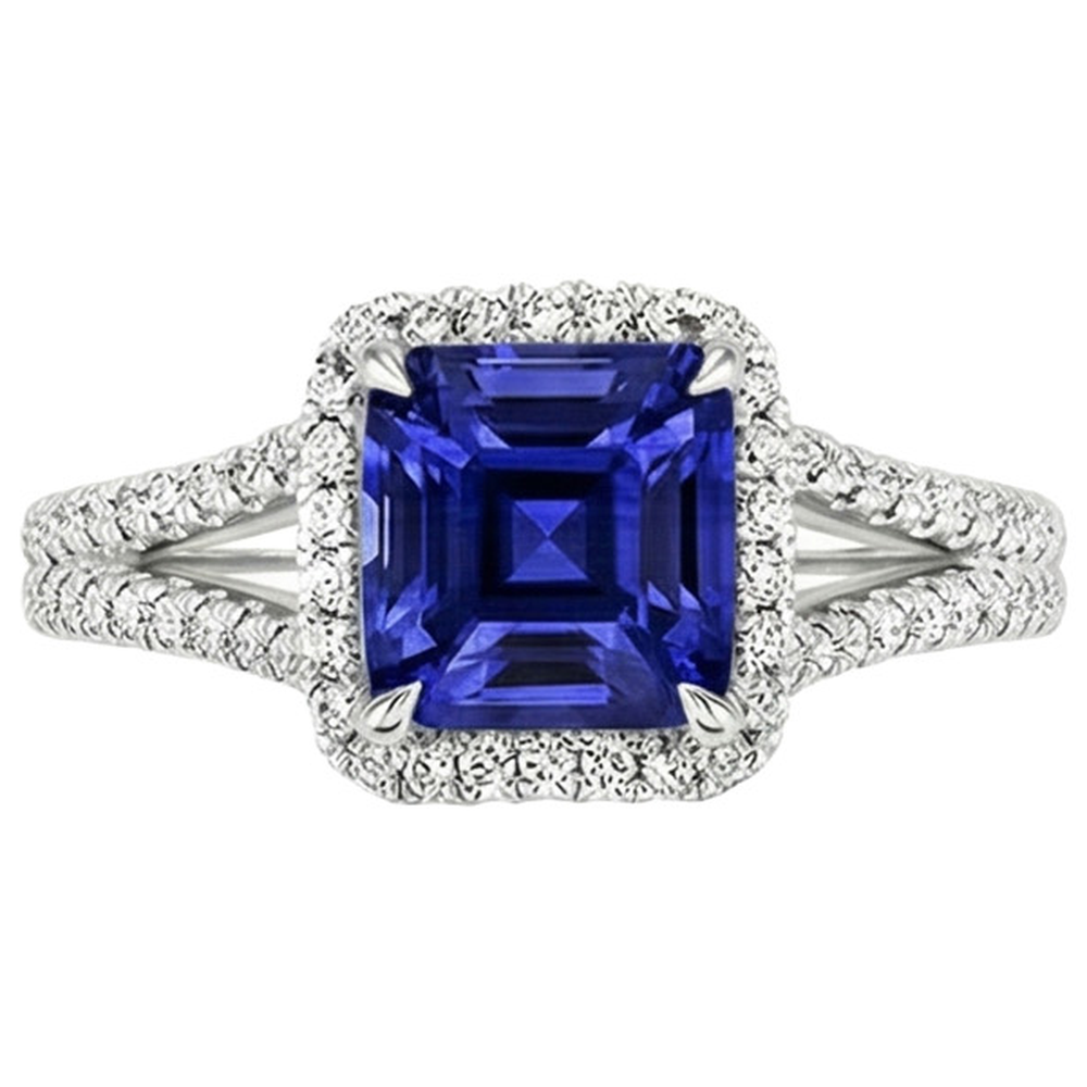 vero asscher diamante 3.25carati anello dettaglio ravvicinato