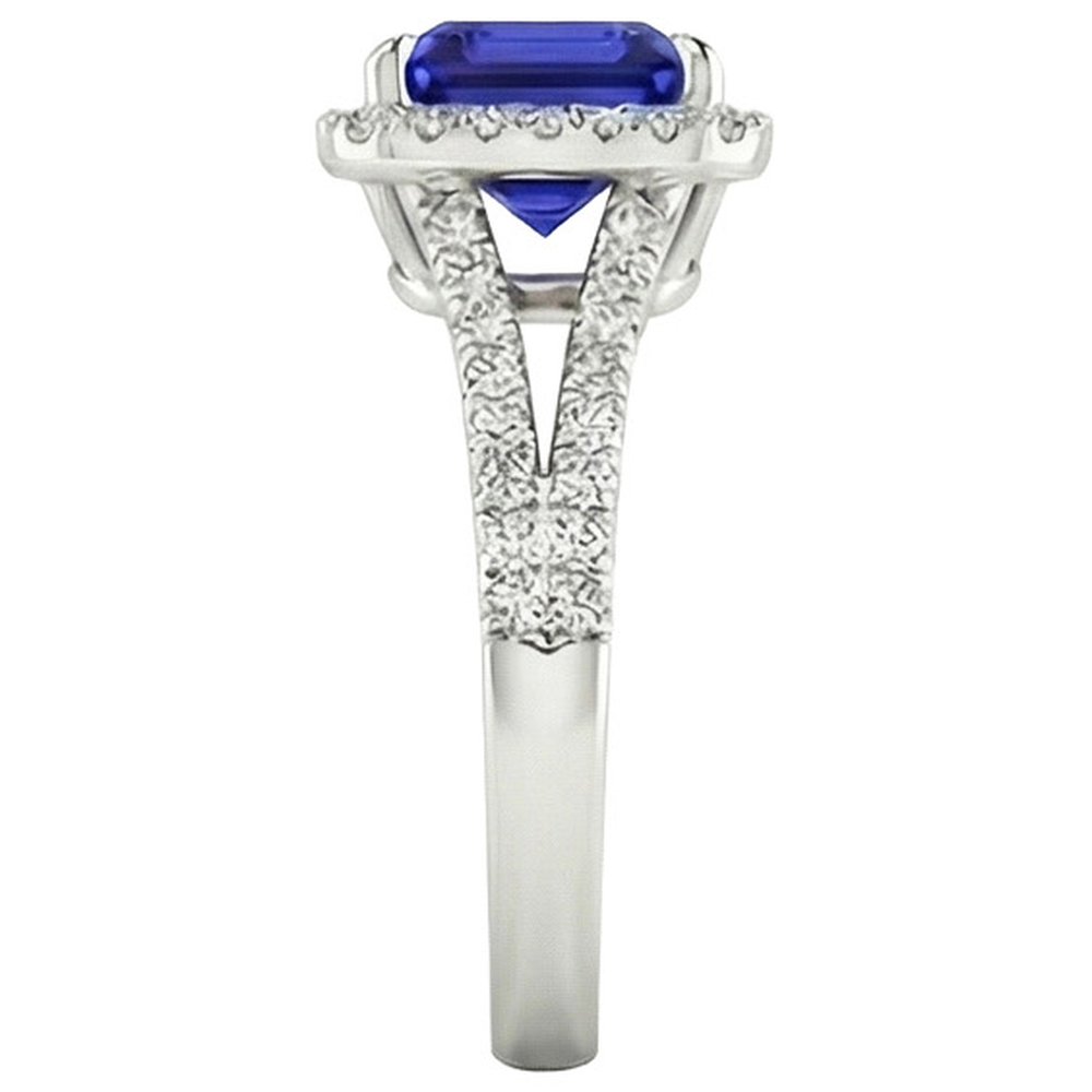 vero asscher diamante 3.25carati anello vista di profilo
