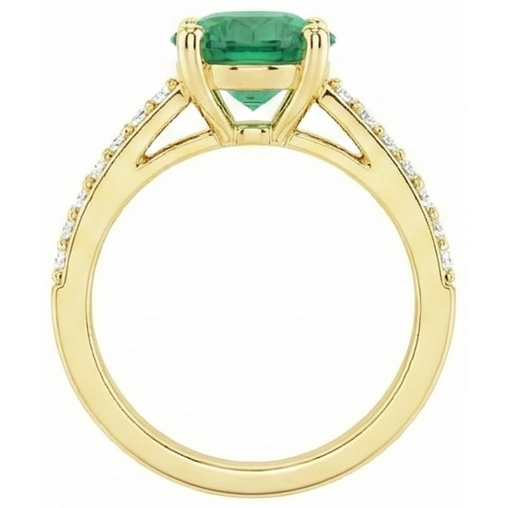 Anello di fidanzamento in oro giallo 14K con Verde smeraldo da 2,70 carati
