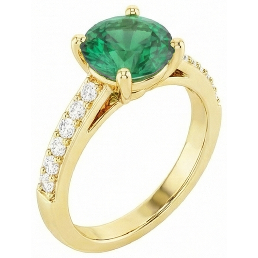 Anello di fidanzamento in oro giallo 14K con Verde smeraldo da 2,70 carati