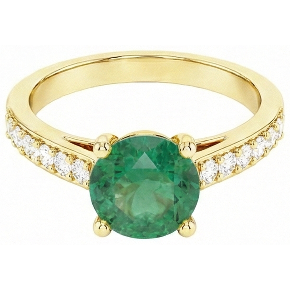 Anello di fidanzamento in oro giallo 14K con Verde smeraldo da 2,70 carati