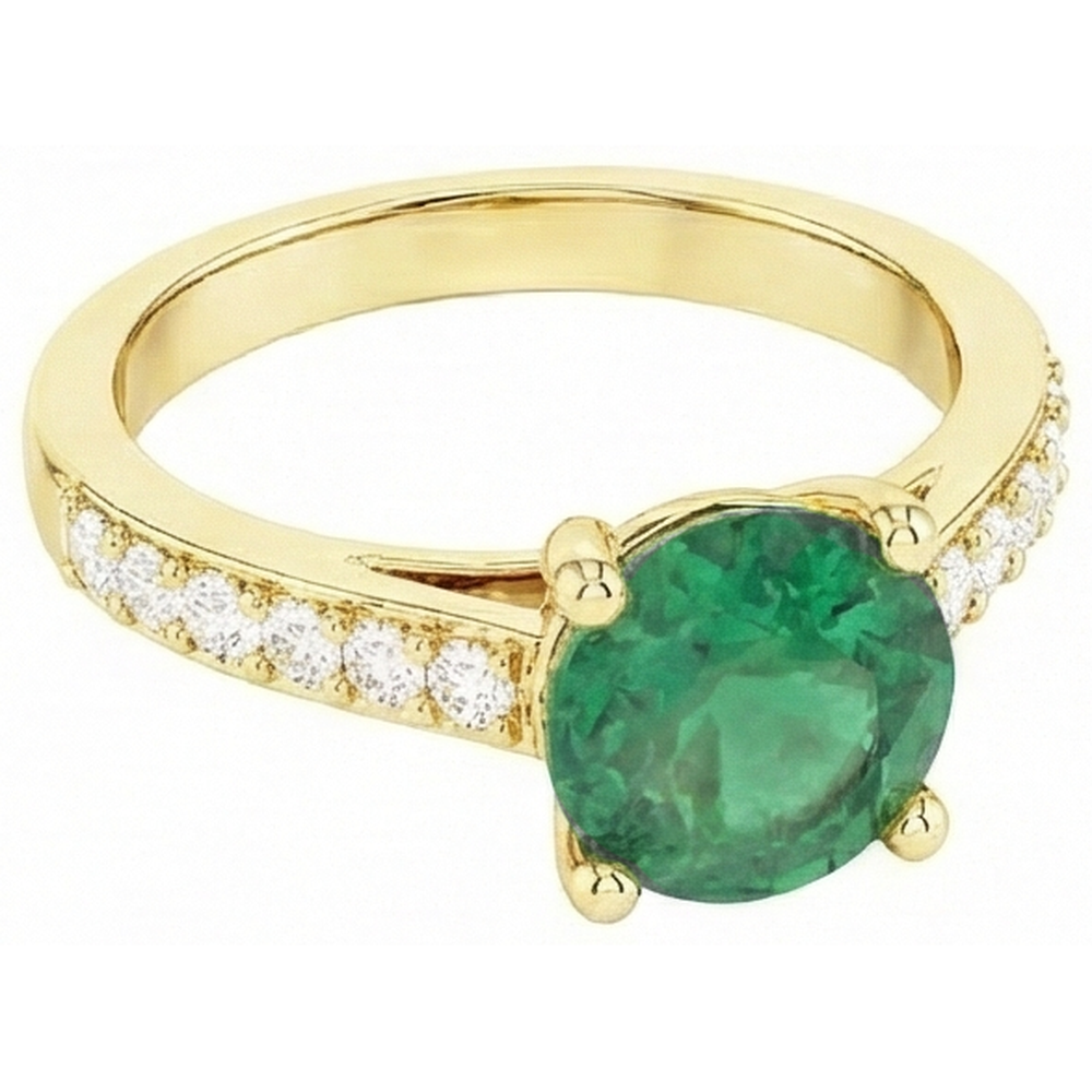 Anello di fidanzamento in oro giallo 14K con Verde smeraldo da 2,70 carati