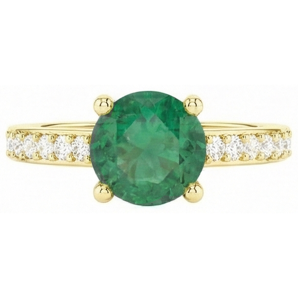Anello di fidanzamento in oro giallo 14K con Verde smeraldo da 2,70 carati