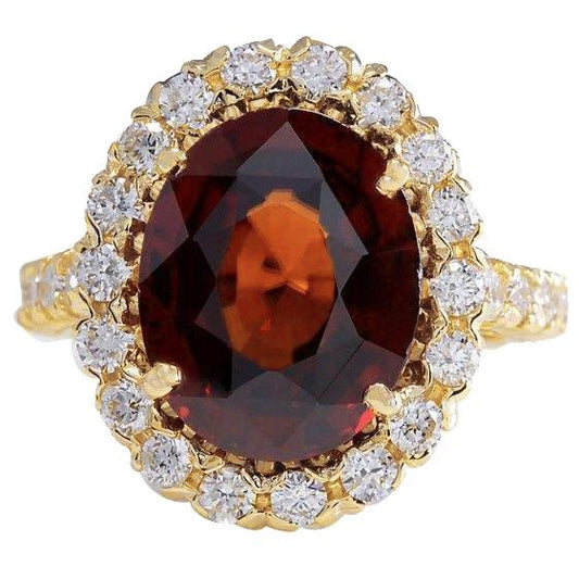 Anello di fidanzamento in oro giallo 14 kt con granato da 11.25 ct con diamanti - harrychadent.it