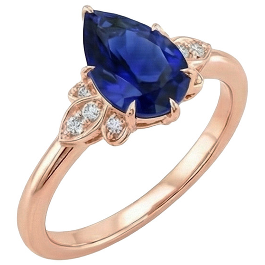 vero pear diamante 7.25carati anello vista frontale