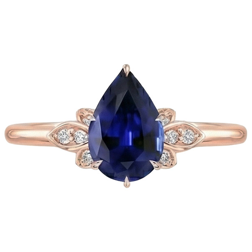 vero pear diamante 7.25carati anello angolo laterale