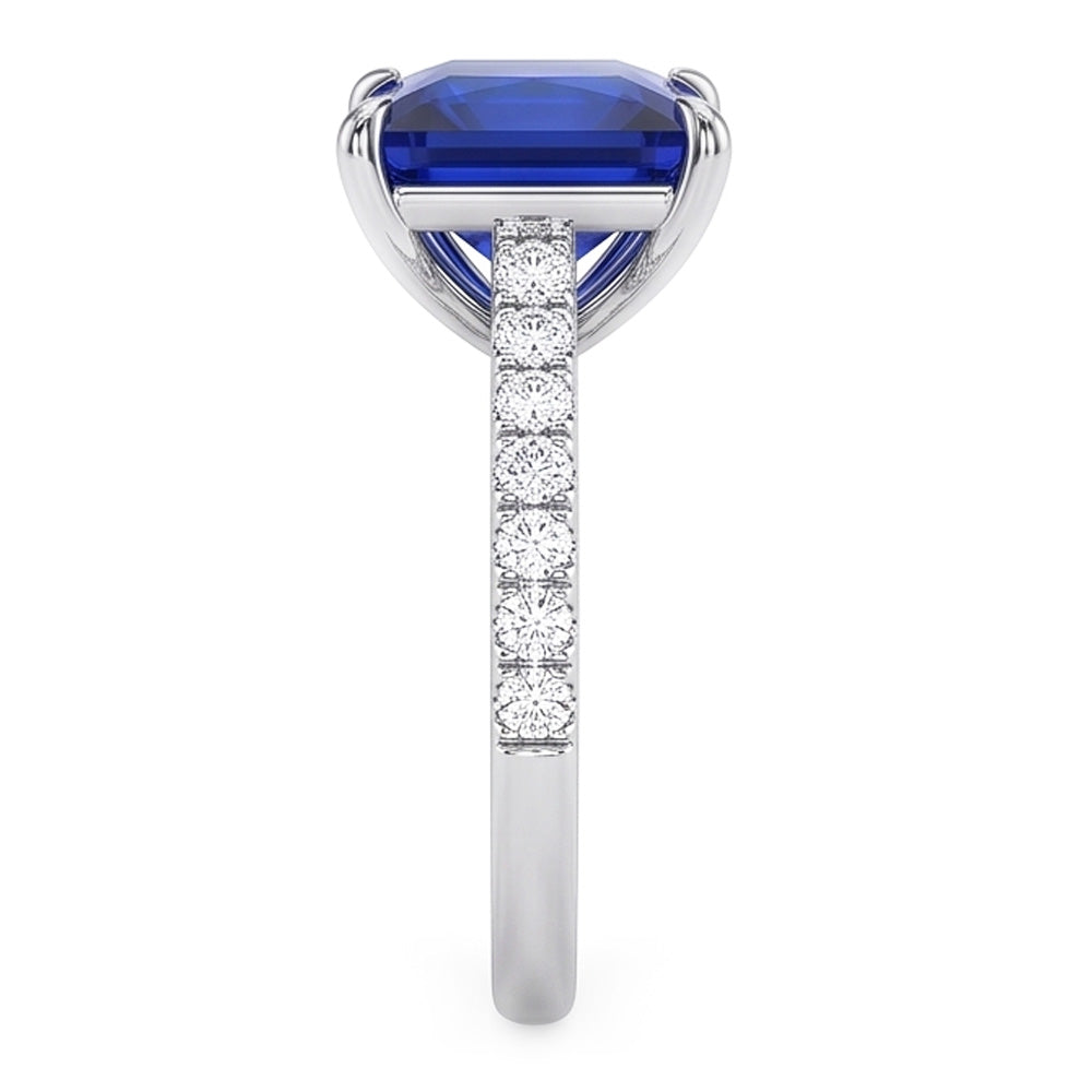 Anello di fidanzamento in zaffiro blu GIA CERTIFICATO con diamanti pavé 7,14 carati