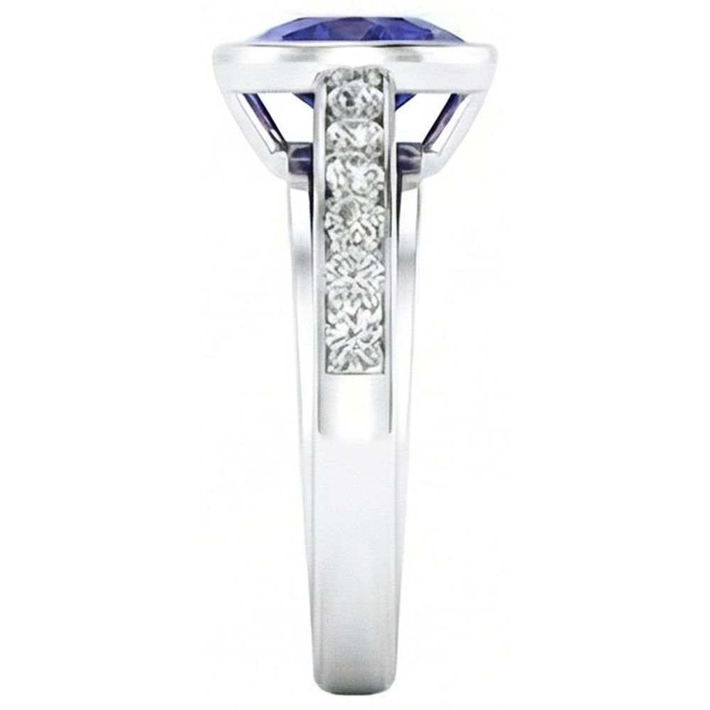 vero round diamante 3.50carati anello vista di profilo