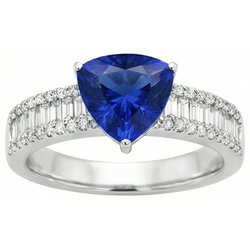 Anello di fidanzamento pietra preziosa zaffiro blu e diamanti 4 carati Nuovo