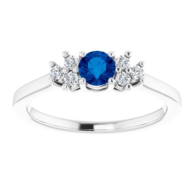Anello di fidanzamento rotondo con pietra di zaffiro blu da 1,50 carati e oro bianco 14 carati - harrychadent.it