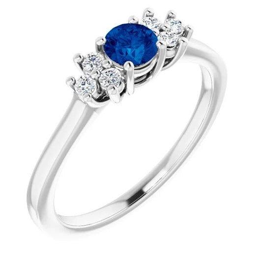 Anello di fidanzamento rotondo con pietra di zaffiro blu da 1,50 carati e oro bianco 14 carati - harrychadent.it