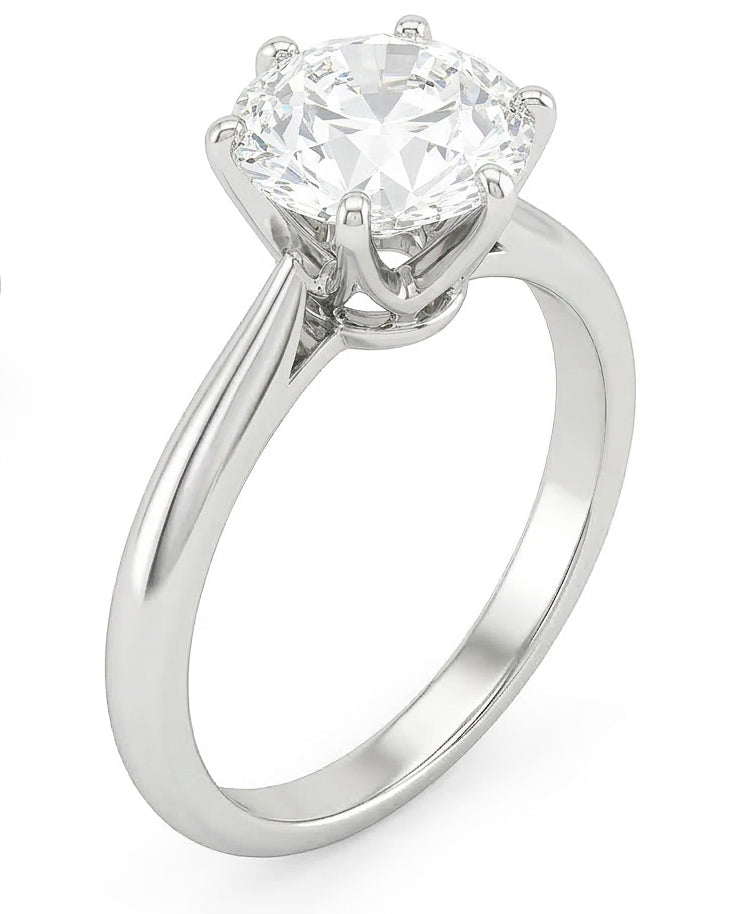 Anello di fidanzamento solitario con diamante da 1 carato. oro bianco 14K. anello di gioielli
