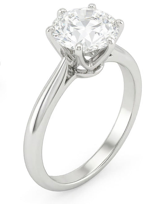 Anello di fidanzamento solitario con diamante da 1 carato. oro bianco 14K. anello di gioielli