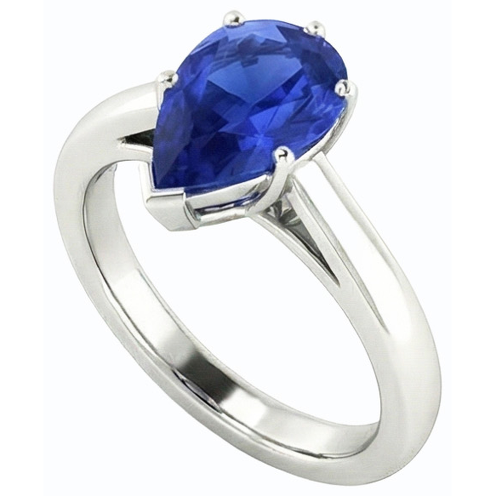 vero pear diamante 2.50carati anello vista dall'alto