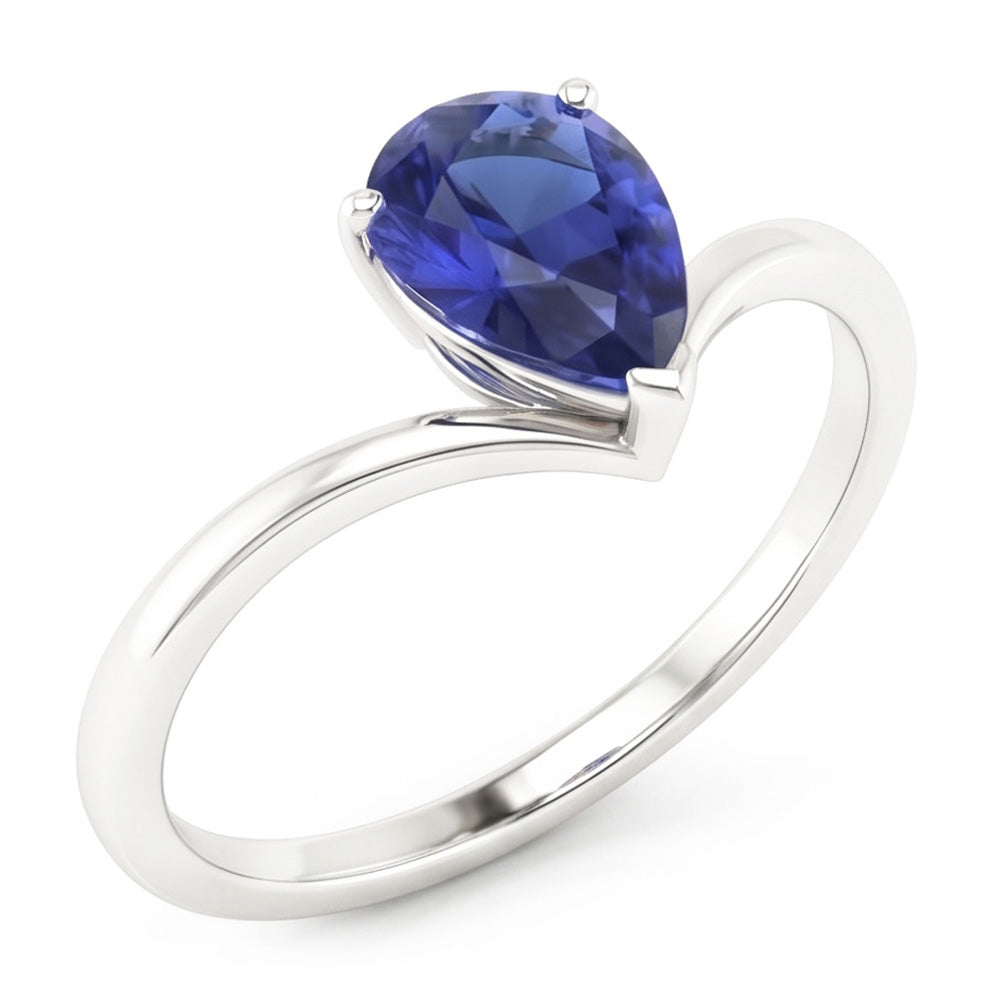 Anello di fidanzamento solitario con zaffiro di Ceylon da 1,50 carati in oro bianco 14K
