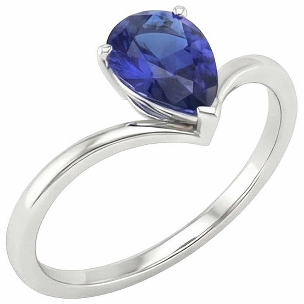 Anello di fidanzamento solitario con zaffiro di Ceylon da 1,50 carati in oro bianco 14K