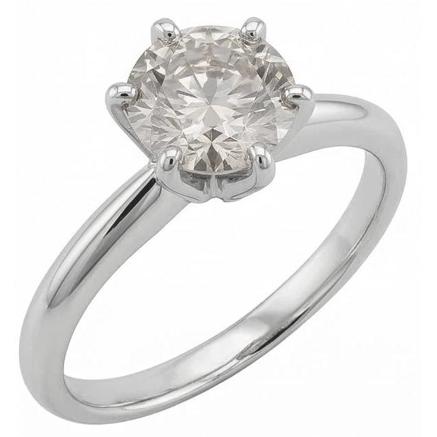 Anello di fidanzamento solitario in oro bianco 14K con diamante rotondo da 1 carato Nuovo