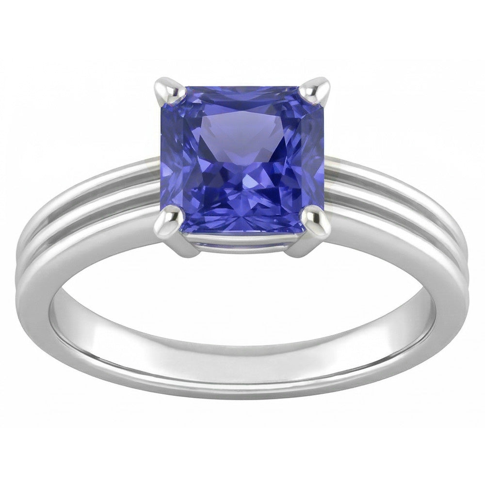Anello di fidanzamento solitario radiante da 1.50 carati in oro con zaffiro di Ceylon 14K