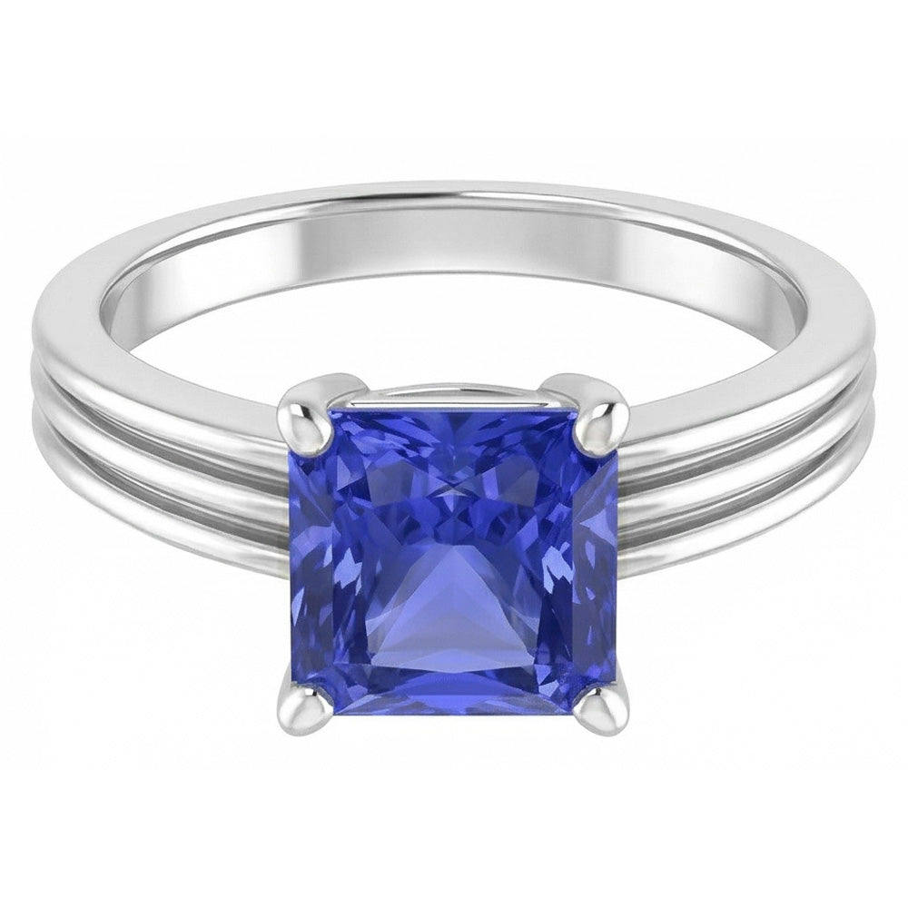 Anello di fidanzamento solitario radiante da 1.50 carati in oro con zaffiro di Ceylon 14K