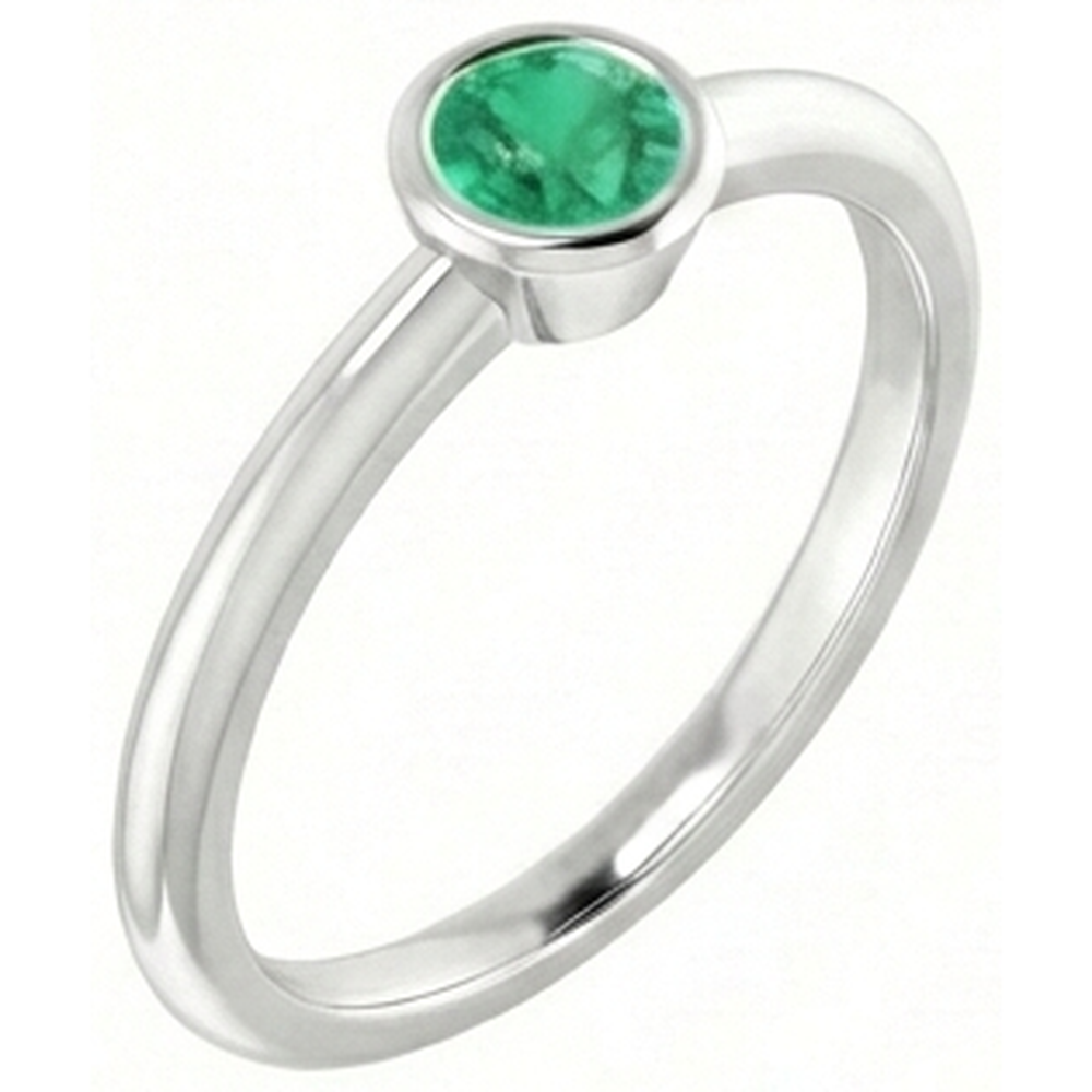 Anello di fidanzamento solitario verde smeraldo 0.75 carati castone impostazione