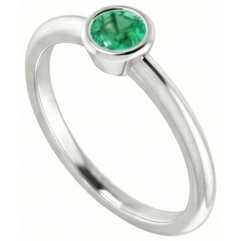 Anello di fidanzamento solitario verde smeraldo 0.75 carati castone impostazione