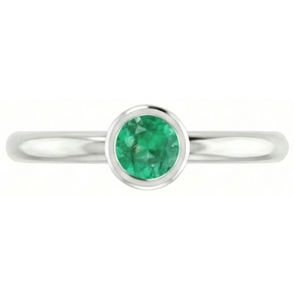 Anello di fidanzamento solitario verde smeraldo 0.75 carati castone impostazione