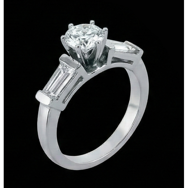 vero baguette diamante 2.01carati anello vista di profilo
