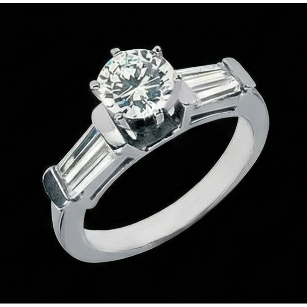 vero baguette diamante 2.01carati anello su bianco