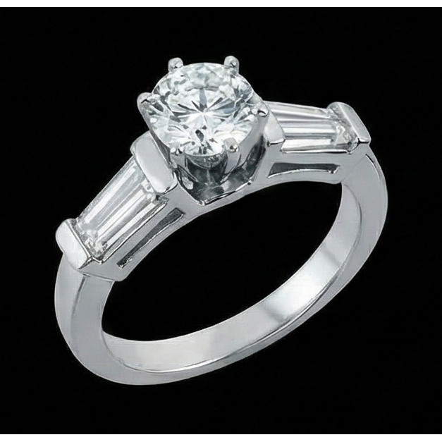 vero baguette diamante 2.01carati anello dettaglio ravvicinato