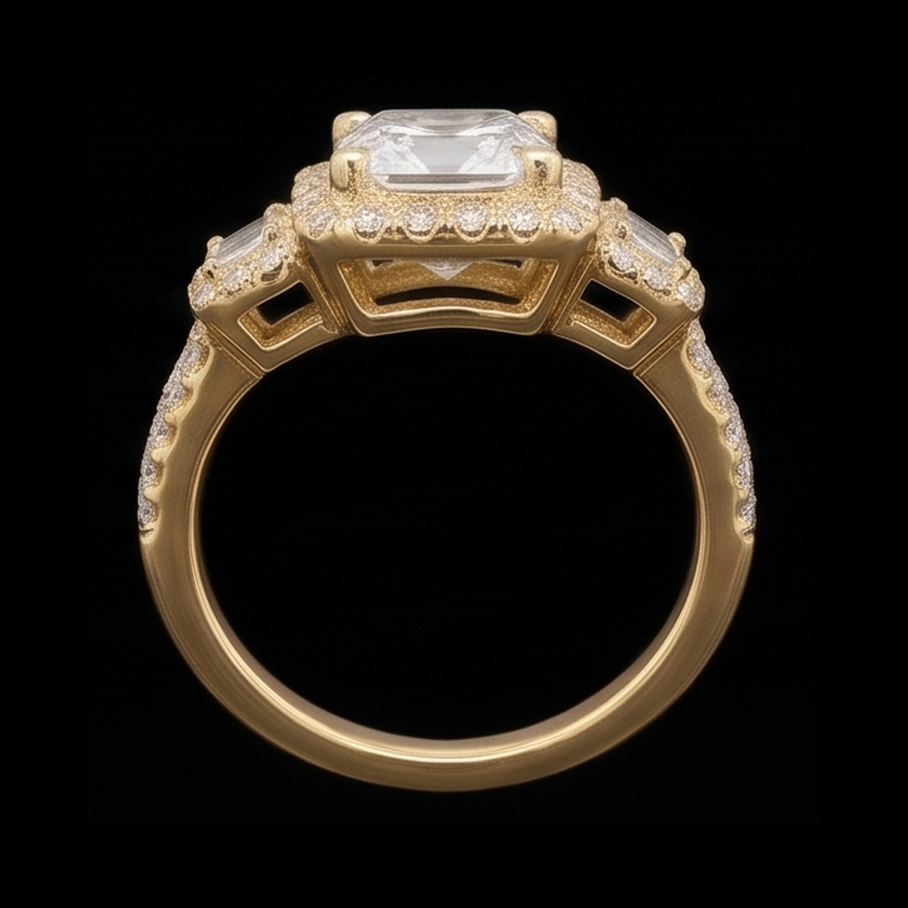 Anello di fidanzamento taglio radioso Anello fantasia con diamanti 3 carati Oro bianco 14K