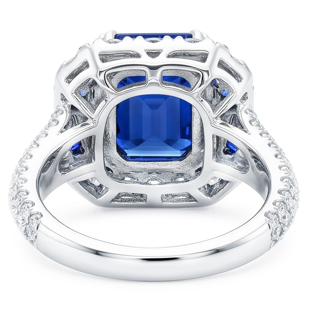 Anello di pietre preziose Asscher & Emerald Sapphire Diamond Jewelry 4.50 carati