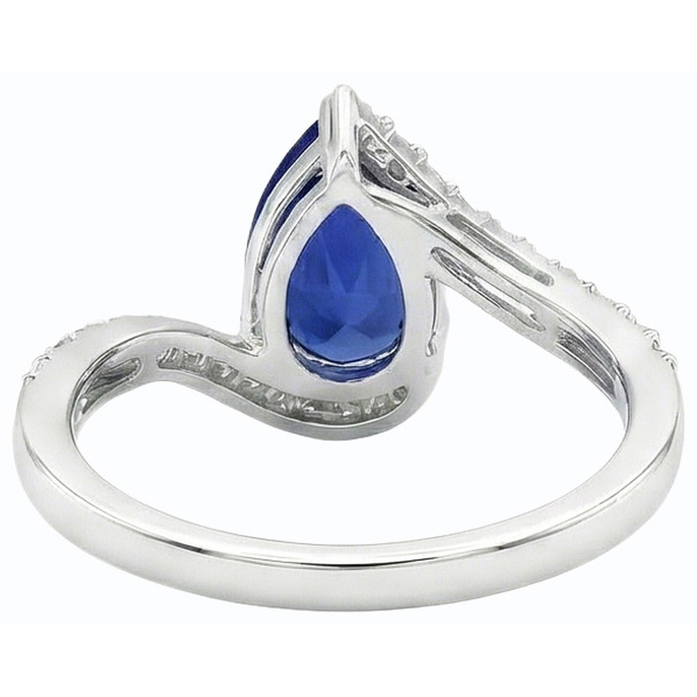 Anello di pietre preziose Pera Zaffiro di Ceylon Stile di tensione e accenti 3 carati