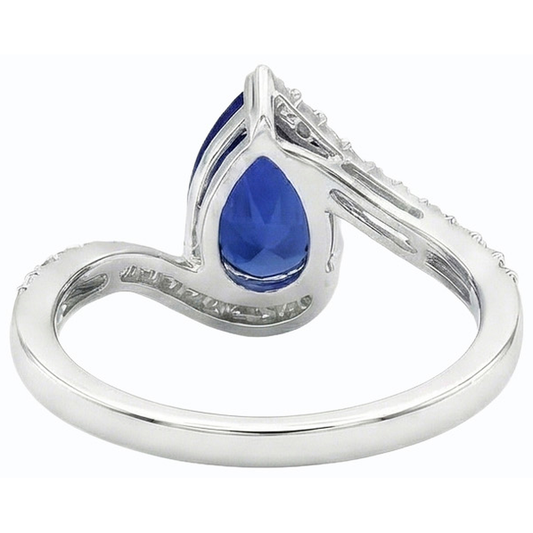 Anello di pietre preziose Pera Zaffiro di Ceylon Stile di tensione e accenti 3 carati