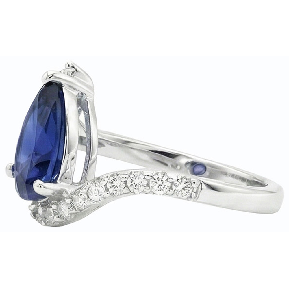 Anello di pietre preziose Pera Zaffiro di Ceylon Stile di tensione e accenti 3 carati