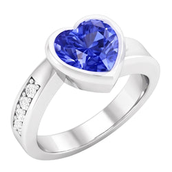 Anello di pietre preziose Set di castoni a forma di cuore Zaffiro di Ceylon 2.25 carati Gioielli