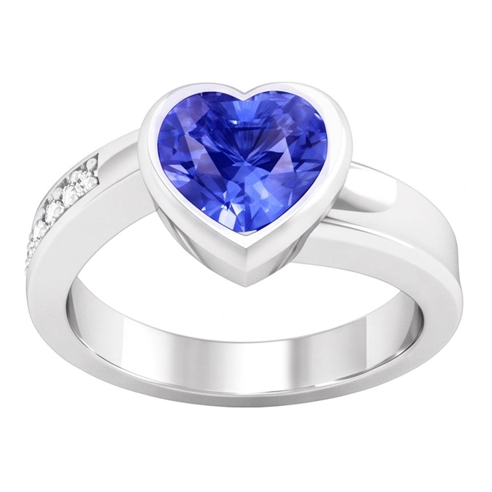 Anello di pietre preziose Set di castoni a forma di cuore Zaffiro di Ceylon 2.25 carati Gioielli
