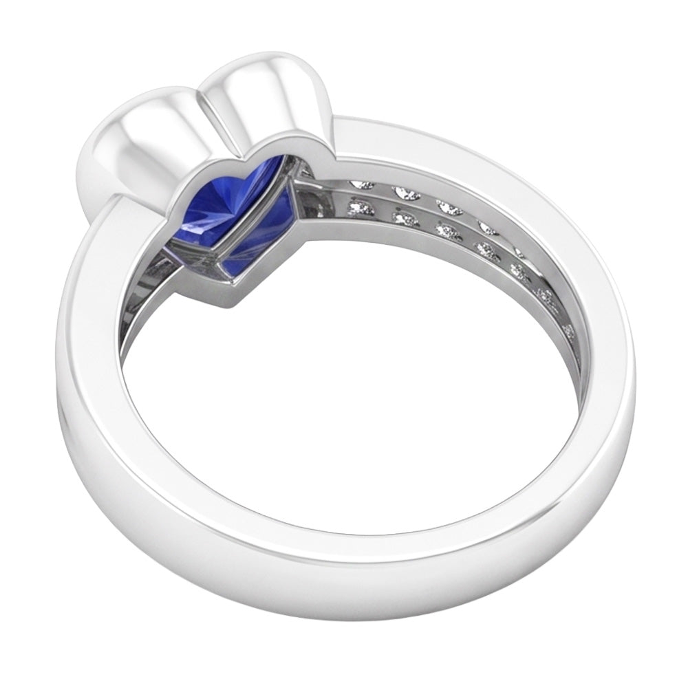 Anello di pietre preziose Set di castoni a forma di cuore Zaffiro di Ceylon 2.25 carati Gioielli
